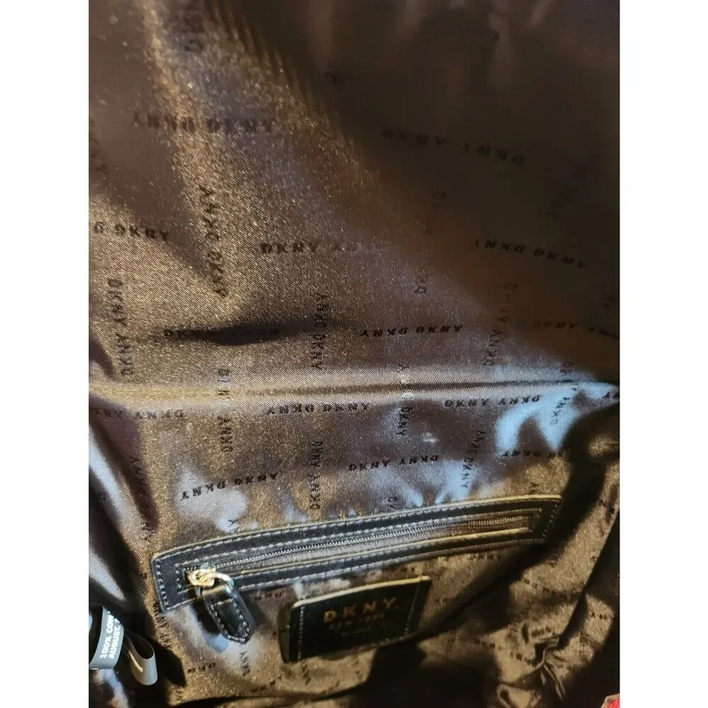 DKNY Red Leather Backpack with Top Handle And Gold Hardware